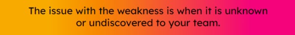 Quote that reads The issue with the weakness is when it is unkown or undiscovered to your team.